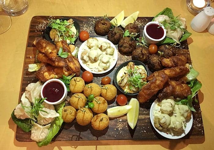 Shared entree platter at Doubletree hotel christchurch
