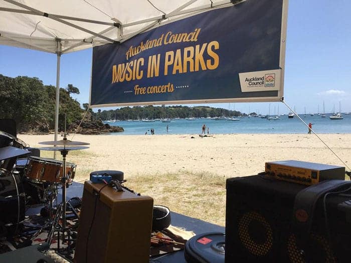 Auckland's music in parks on a beach