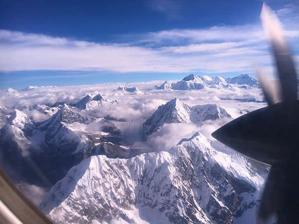 Himalaya mountains from plane