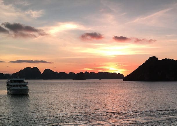 Sunset over Halong Bay Vietnam