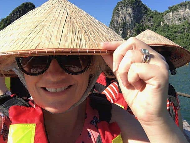 Megan on a Halong Bay cruise