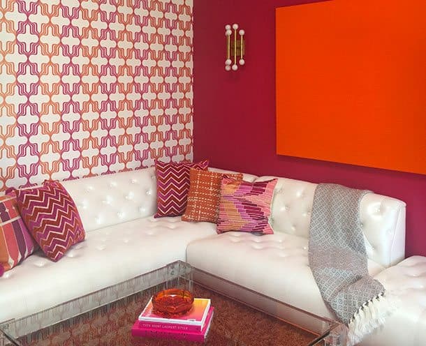 Orange and pink guest lounge