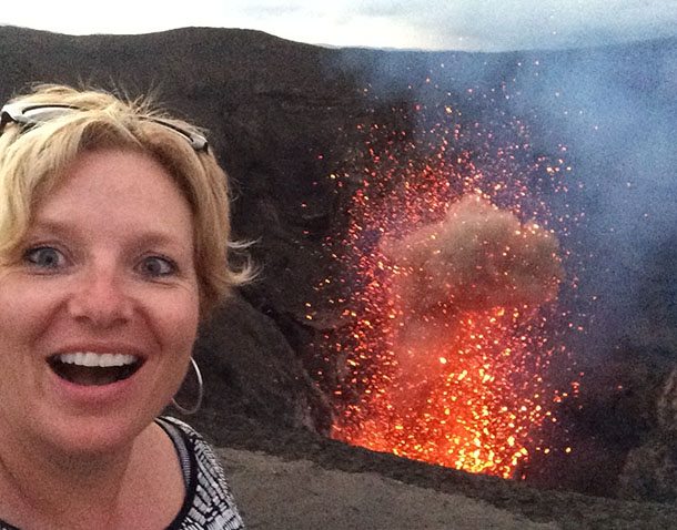 Megan selfie at volcano