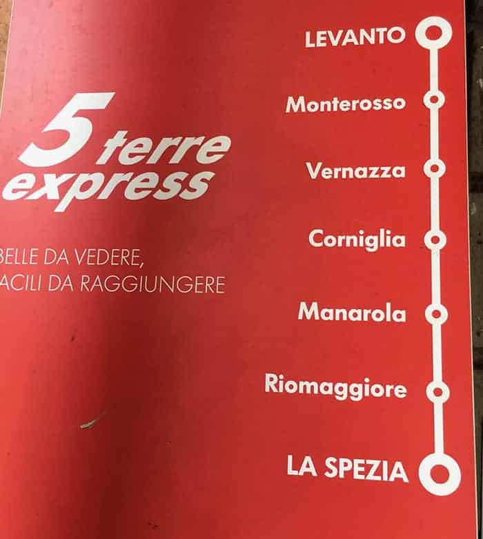 Map of Cinque Terre train stations