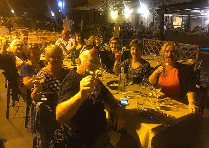 The Italy group eating dinner in Frascait