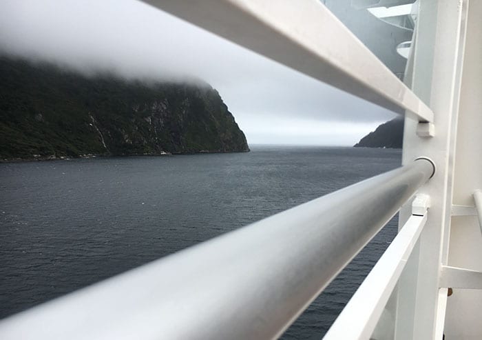 Entering Doubtful Sound in the mist