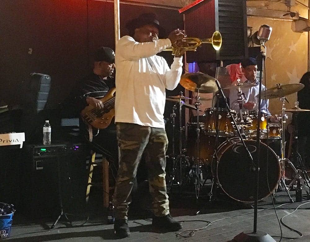 Kermit Ruffins on stage at Mother in Law Lounge