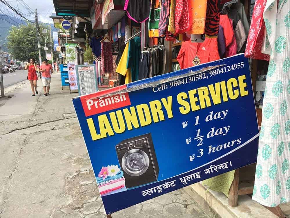 Laundry sign in Pokhara