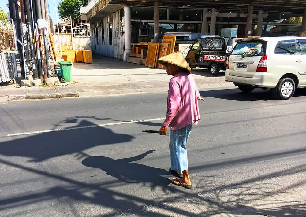 Crossing the road in Bali