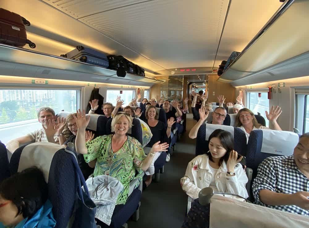 Onboard a bullet train in China