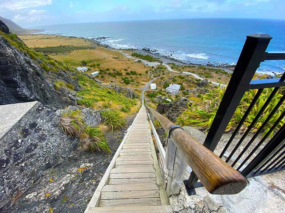 Steps to Cape Palliser lighthouse