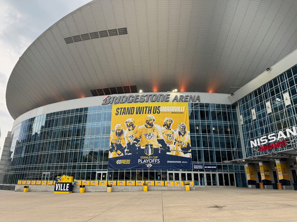 Bridgestone Arena, right on Broadway, Nashville