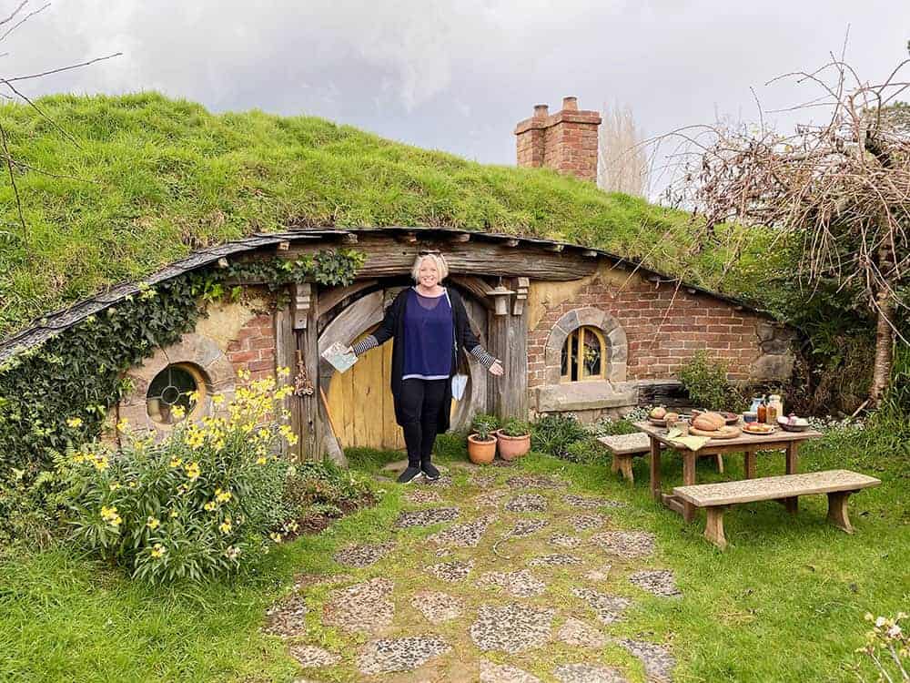 Megan at little hobbit door