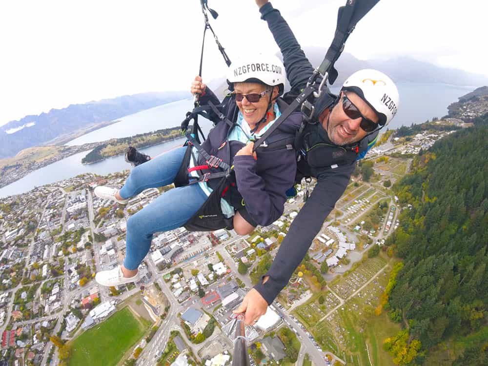 Kerrie paragliding in Queenstown