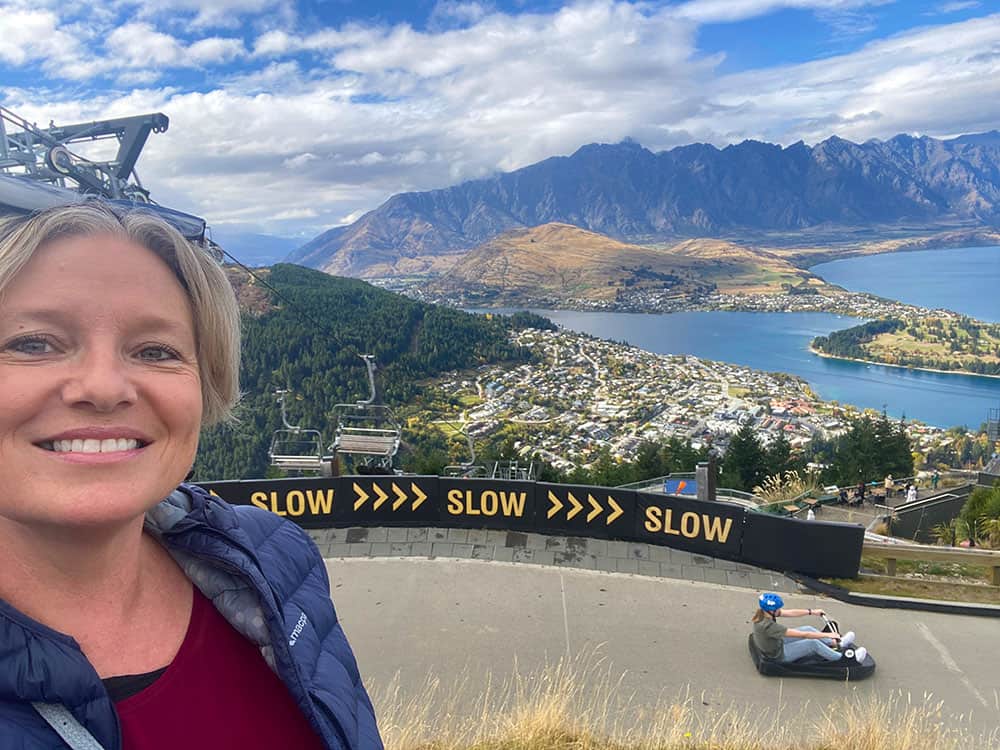 Megan at top of Queenstown gondola