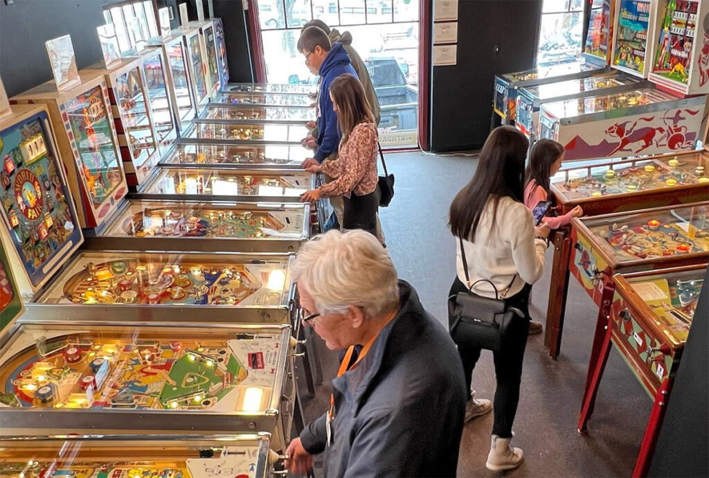 Playing the machines at Pastime Pinball