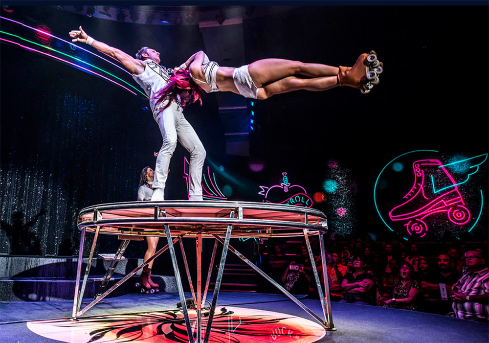 Dancers on the stage of WOW Las Vegas