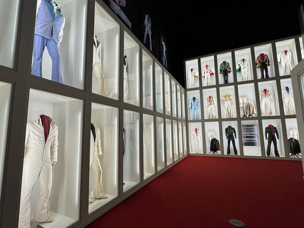 Elvis Presley's onesie outfits on display