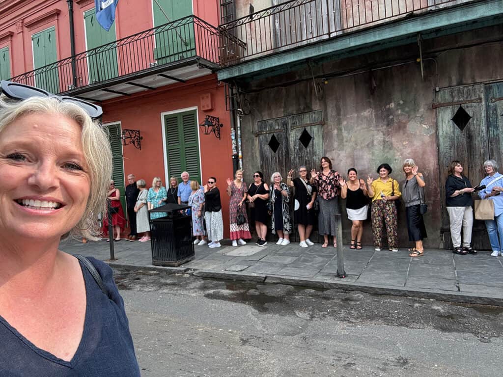 Megan and tour group in New Orleans