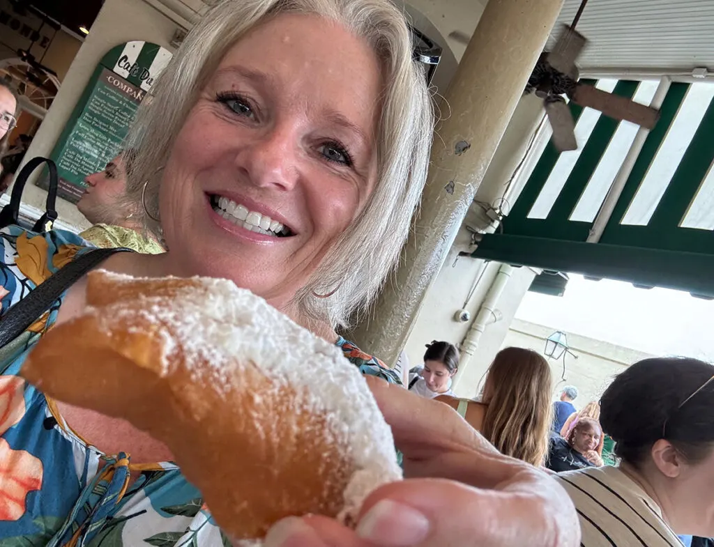 Megan with beignet