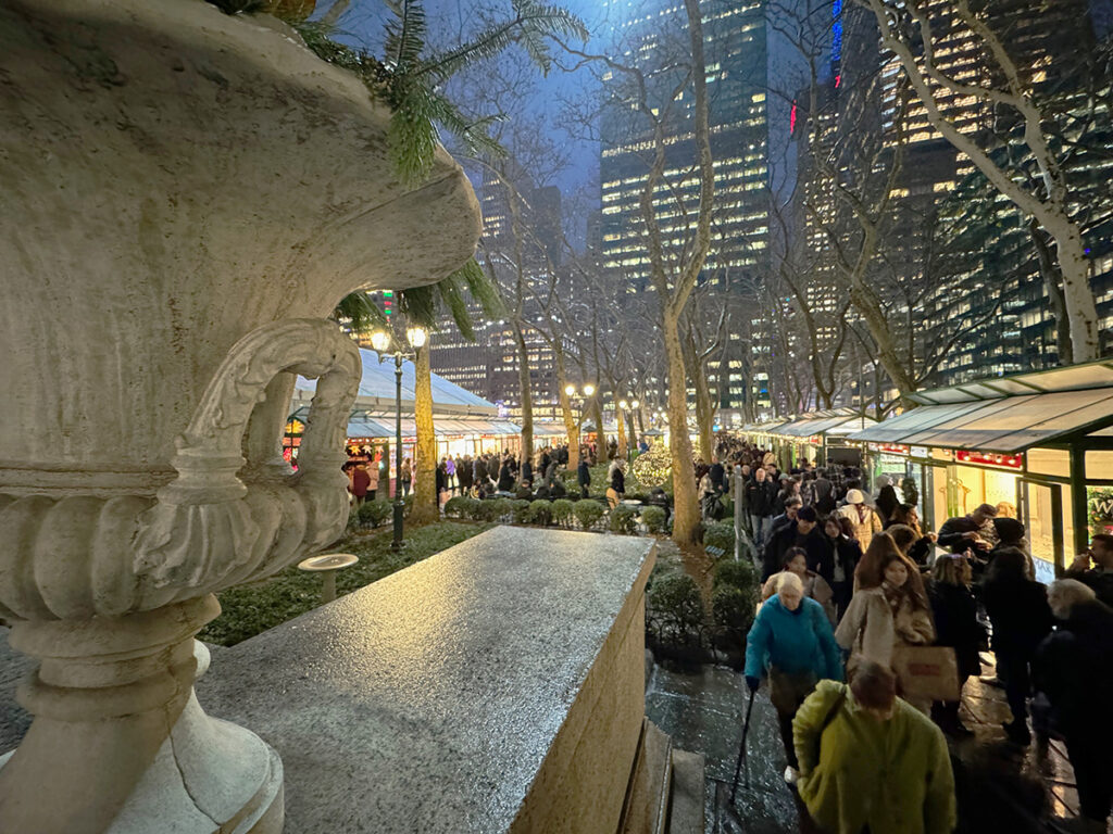 Bryant Park pop up village during the holidays