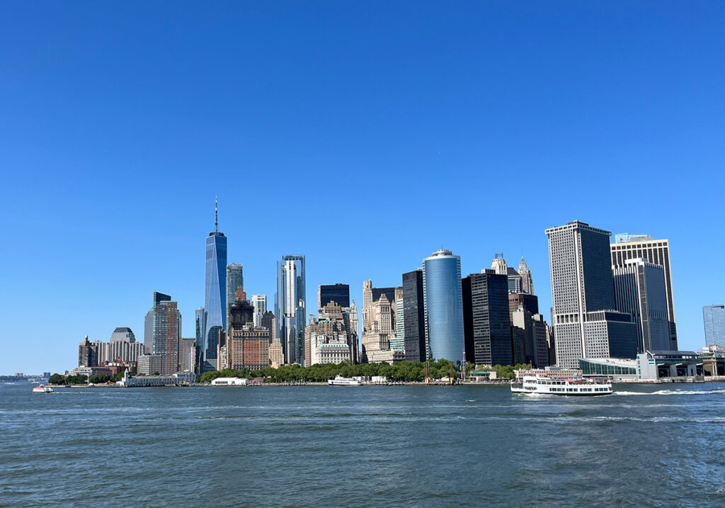 New York skyline from harbor