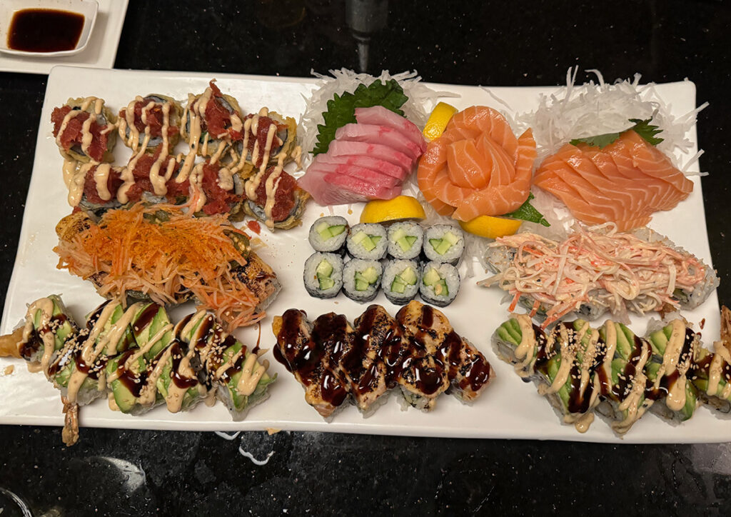 Sushi platter at Yoshi