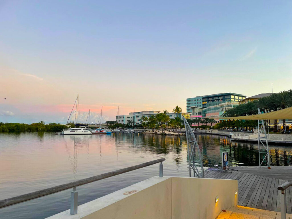 Beautiful Camana Bay at dusk