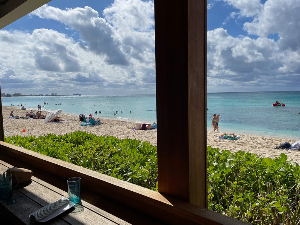 Beach front Cocoloba restaurant, Seven Mile, Grand Cayman