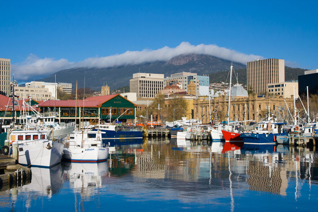 Hobart with mountain views