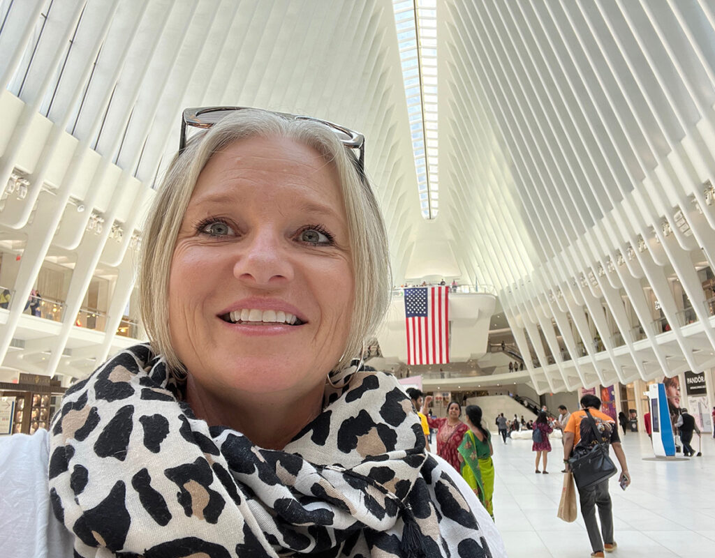 Megan inside Oculus building