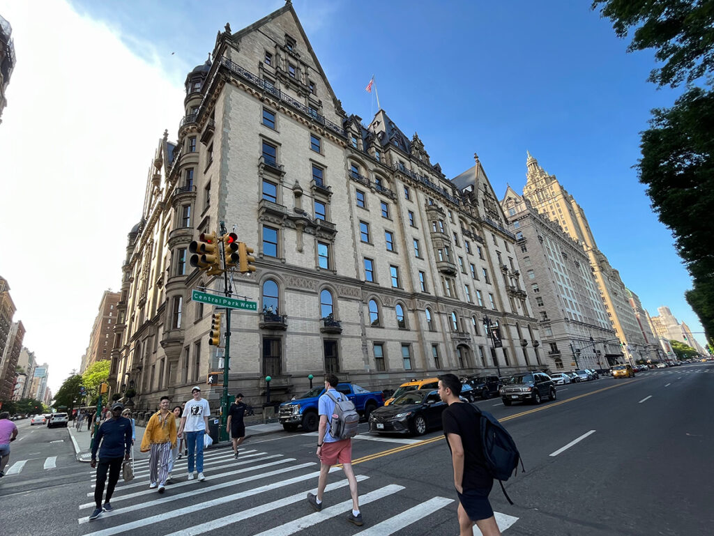 Walking across a zebra crossing in New York