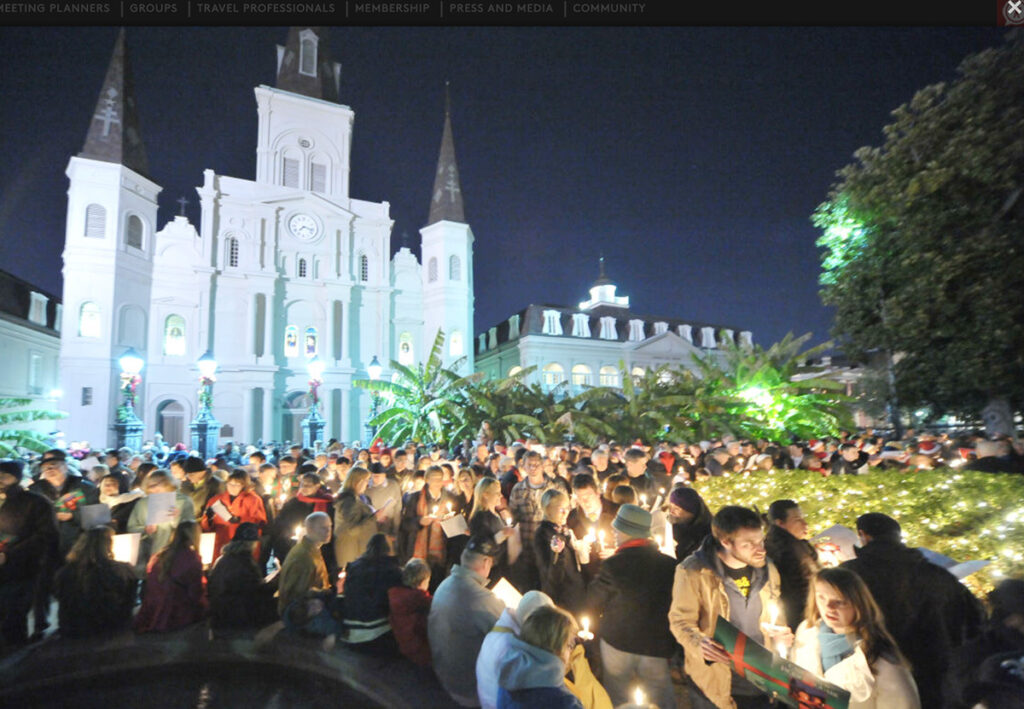 Christmas carols by candlelight at Jackson Square