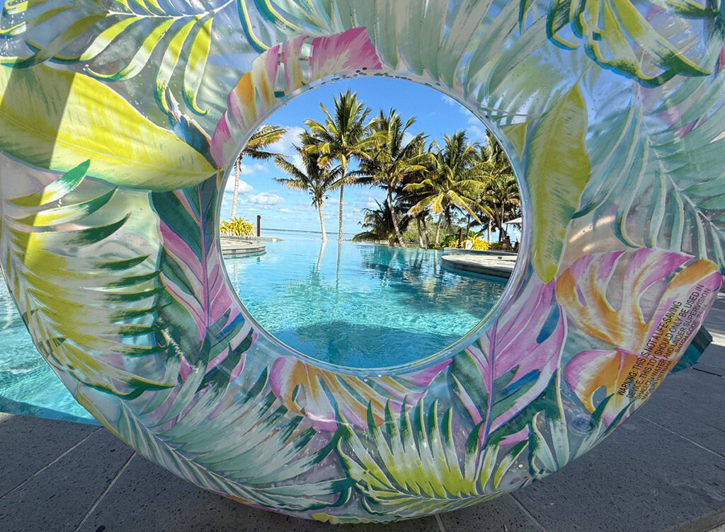 Nautilus pool through an inflatable pool ring