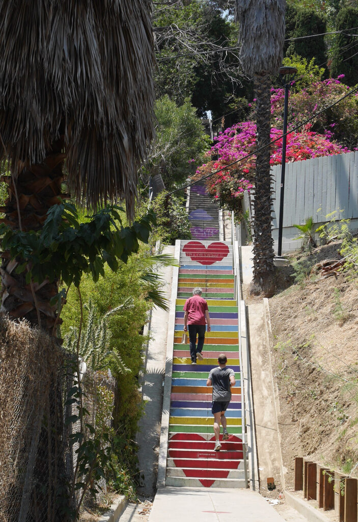 Neil Finn walking the famous Michelle Trena stairs in Silver Lake