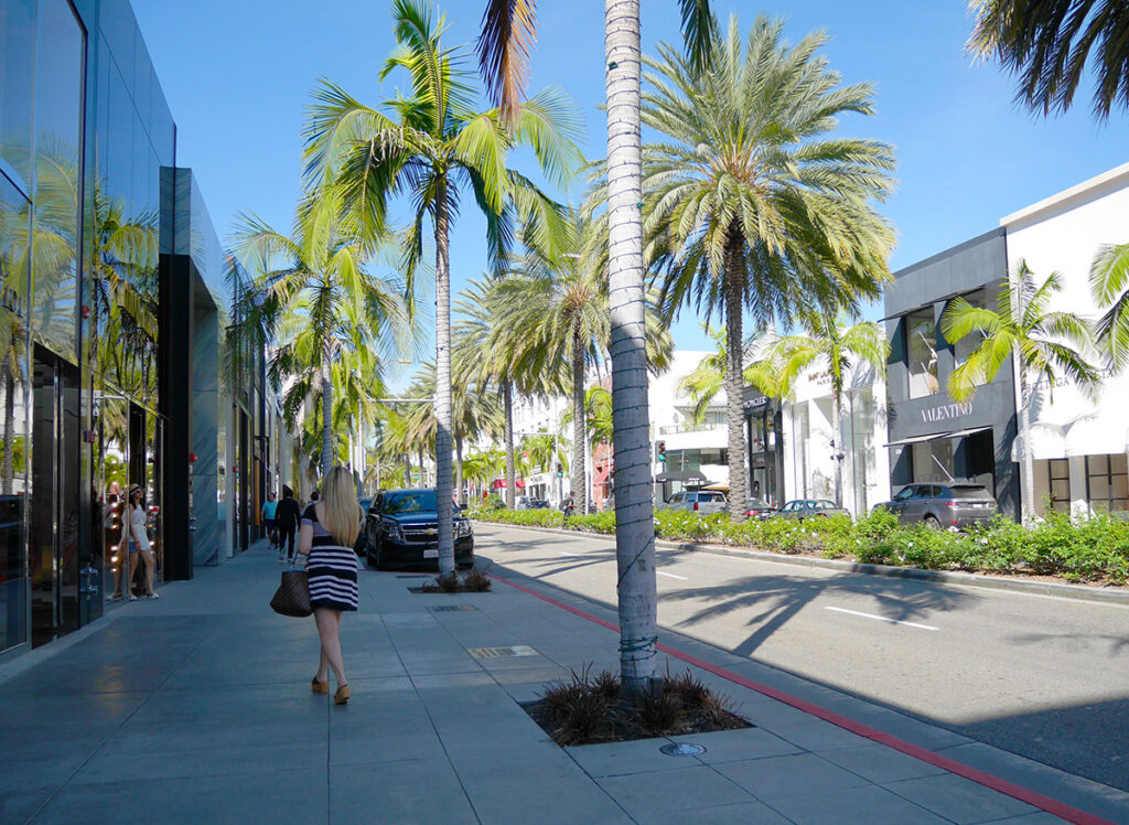 Shoppers on Rodeo Drive in Beverly Hills