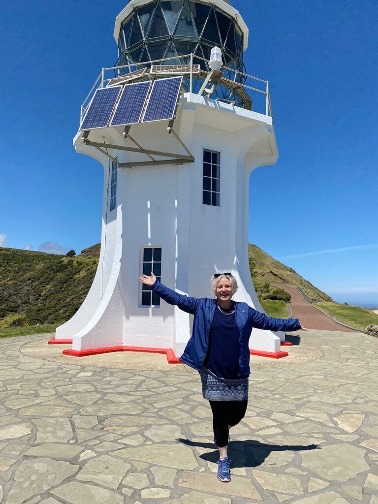 Megan at Cape Reinga lighthouse in the Far North