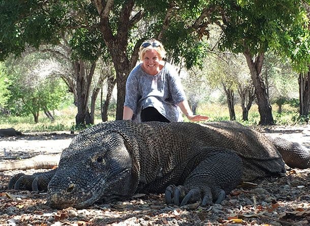 Megan with Komodo dragon