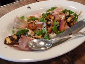 Depot peach and proscuitto salad