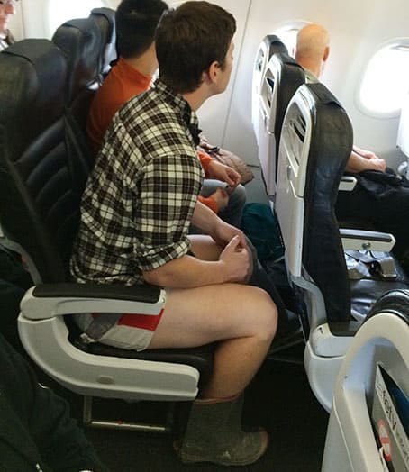 Gumboots on plane