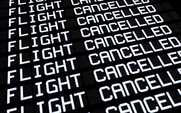 Flight cancelled sign