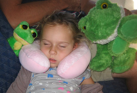 Child asleep on plane