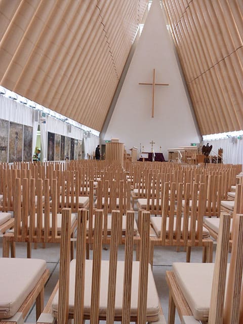 Inside cardboard cathedral Christchurch