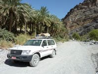 Our 4WD parked on the roadside upon reaching Wadi Bani Awf.